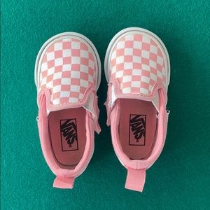 Vans pink Asher check slip on sneaker infant sz 4